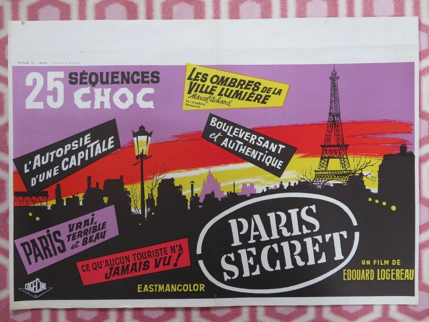 PARIS SECRET BELGIUM (17"x 24") POSTER EDOUARD LOGEREAU 1965