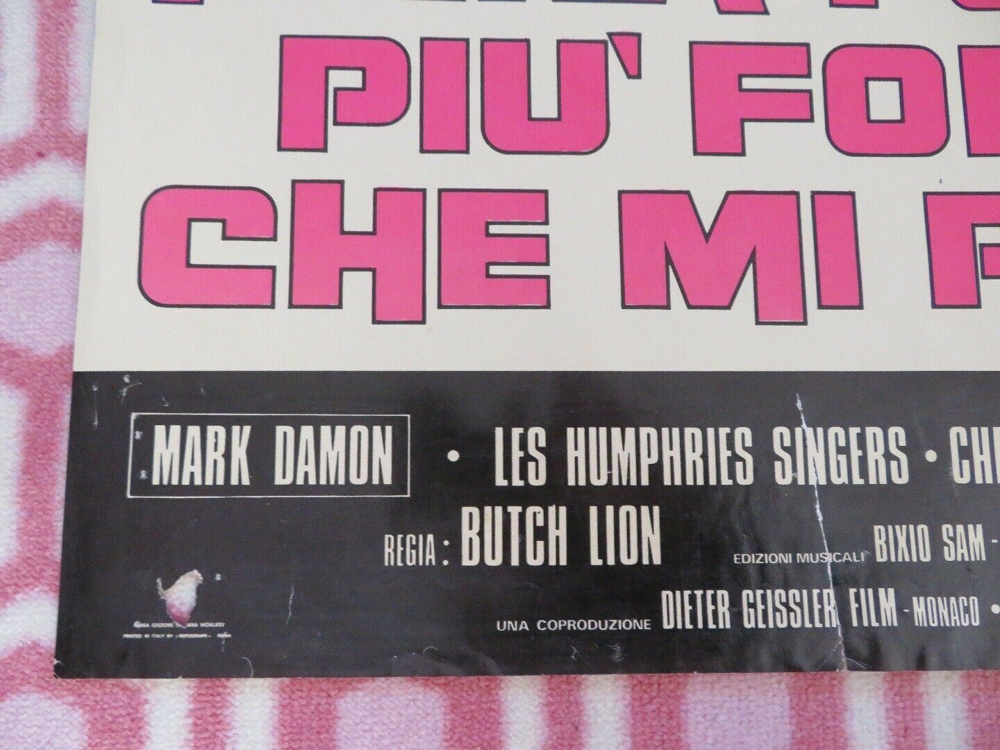 MENA FORTE, PUI' FORTE.. HE MI PIACE ITALIAN FOGLIO POSTER MARK DAMON 1974