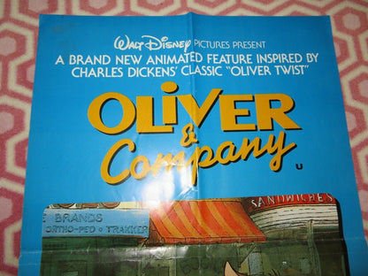 OLIVER & COMPANY UK DOUBLE CROWN POSTER DISNEY  JOEY LAWRENCE1988