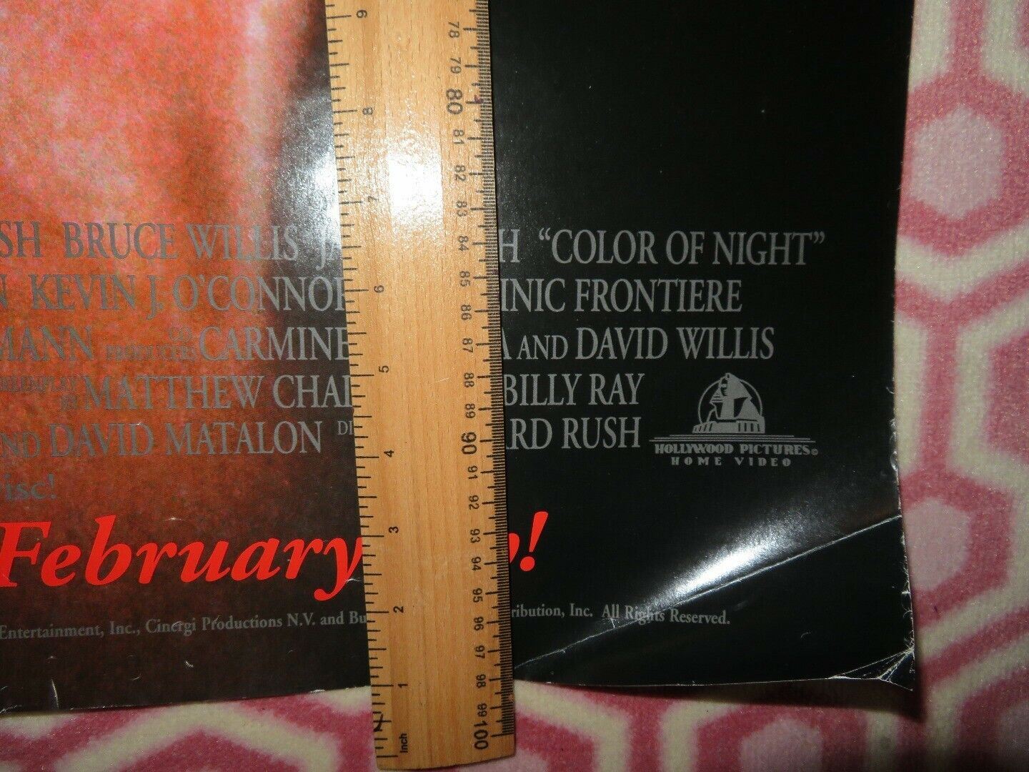 COLOR OF NIGHT US ONE SHEET ROLLED POSTER VHS DIRECTORS CUT  1994