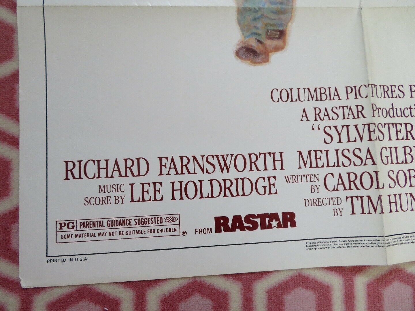 SYLVESTER US ONE SHEET POSTER RICHARD FARNSWORTH  1985