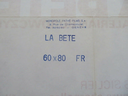 LA BETE/ The Beast FRENCH MOYENNE (29"x 23.5") POSTER WALERIAN BOROWCZYK 1975