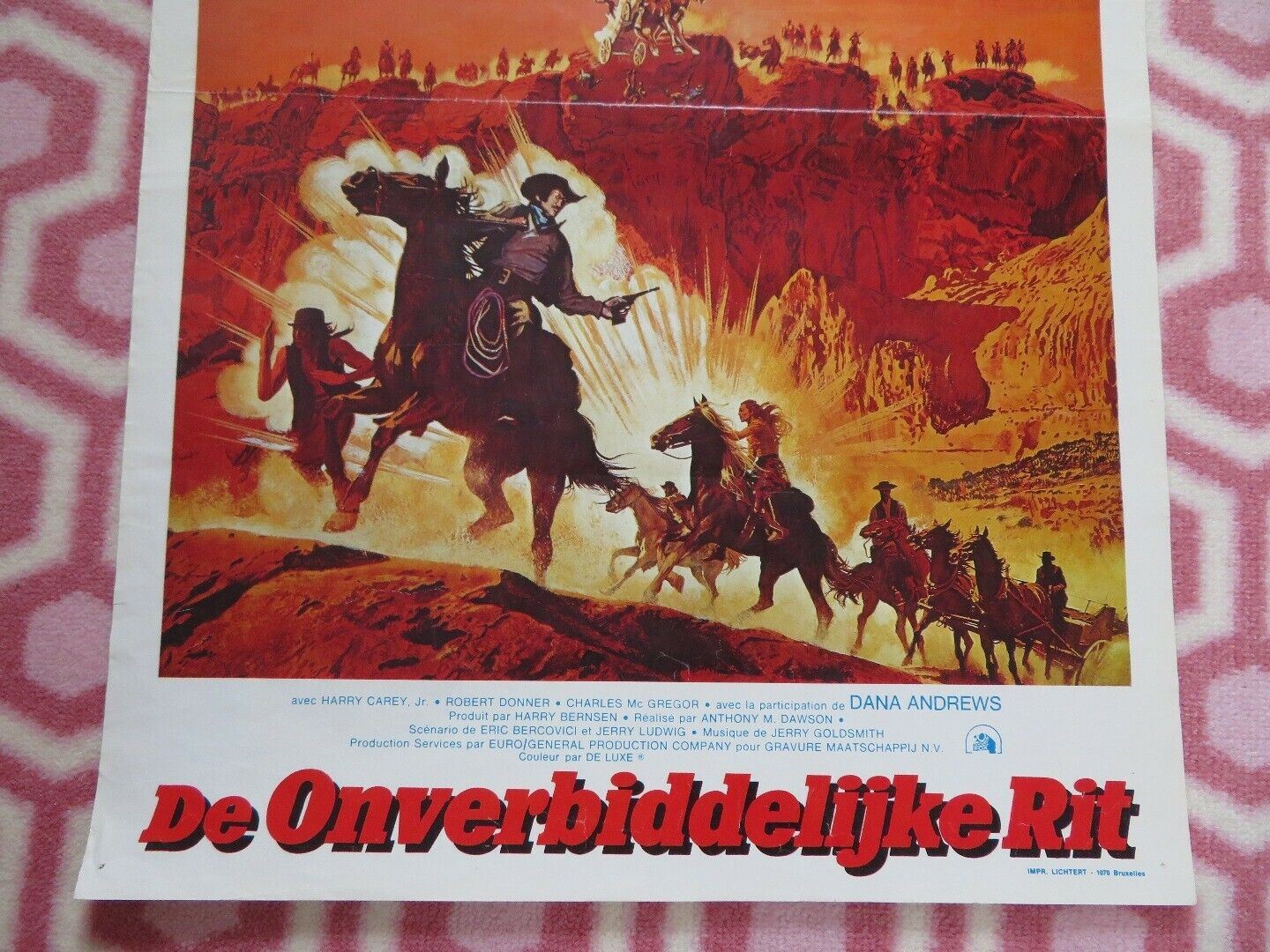 LA CHEVAUCHEE TERRIBLE/ Take a Hard Ride BELGIUM (21.5"x 14.5") POSTER 1975