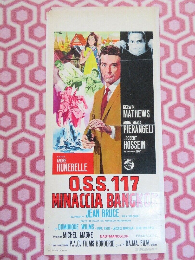 O.S.S 117 MINACCIA BANGKOK ITALIAN LOCANDINA (27.5" x 13") POSTER 1964