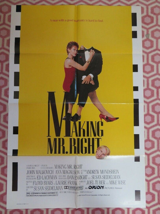 MAKING MR.RIGHT US ONE SHEET POSTER JOHN MALKOVICH ANN MAGNUSON 1987