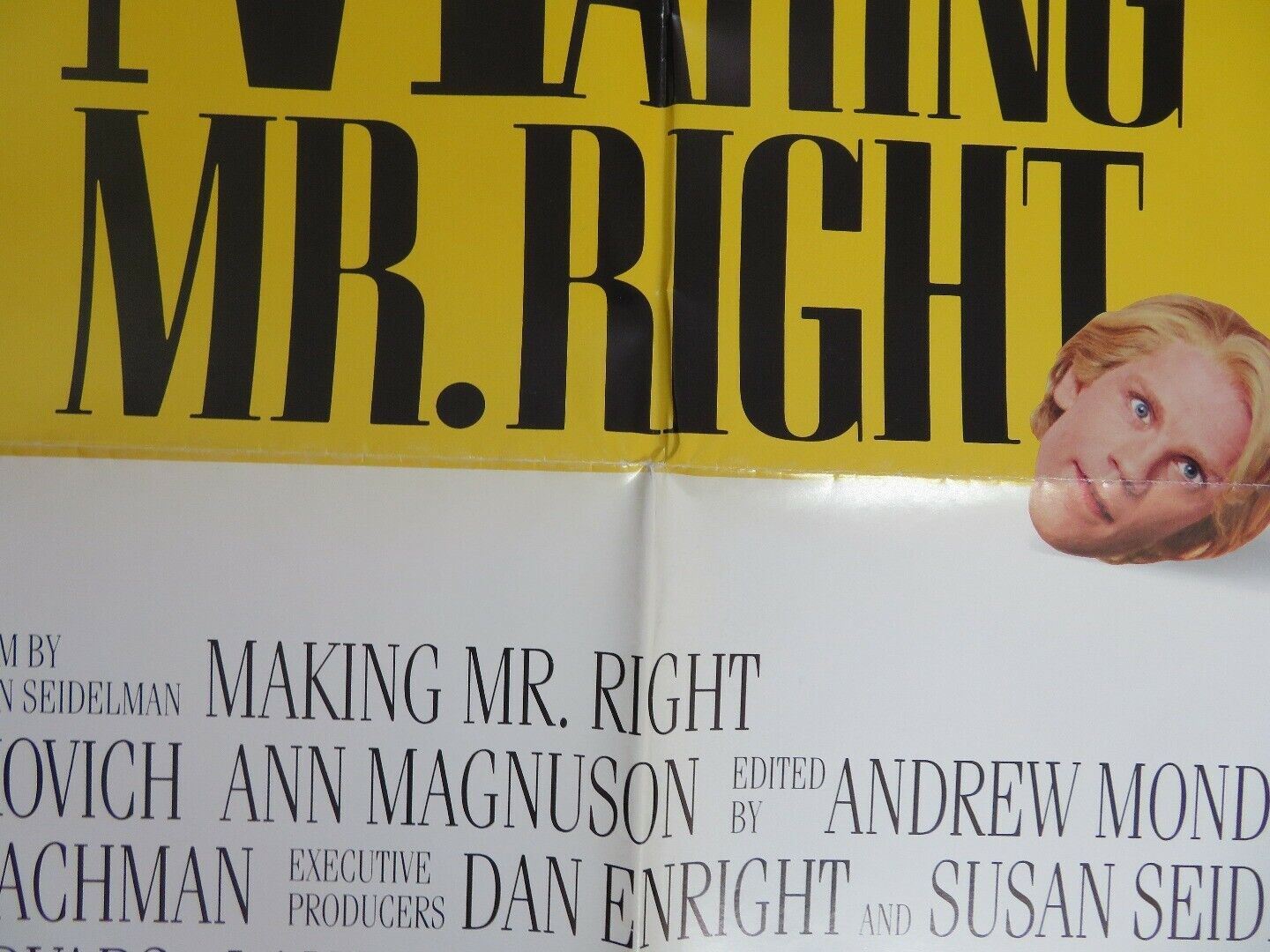 MAKING MR.RIGHT US ONE SHEET POSTER JOHN MALKOVICH ANN MAGNUSON 1987