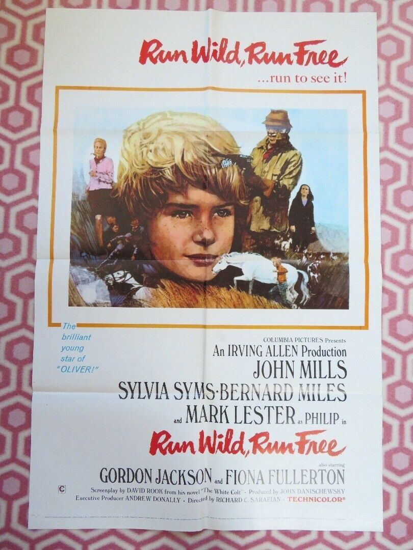 RUN WILD, RUN FREE US ONE SHEET POSTER JOHN MILLS SYLVIA SYMS 1969