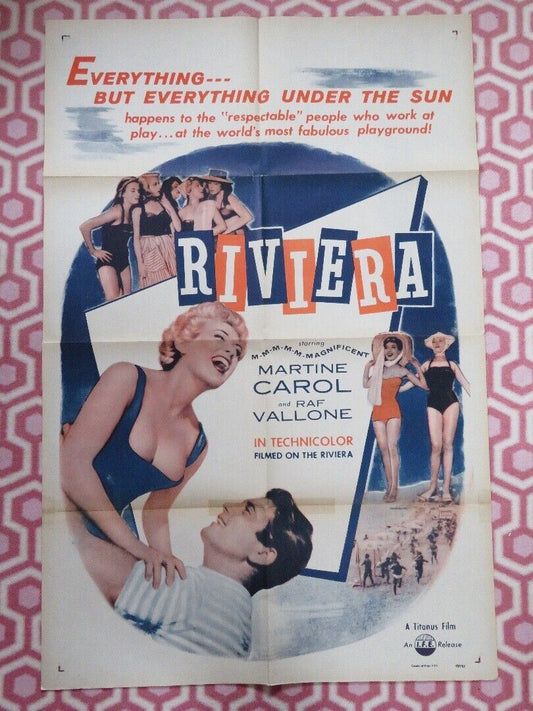 RIVIERA US ONE SHEET POSTER MARTINE COLE RAF VALLONE 1954