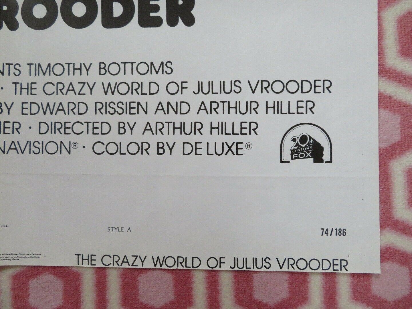 THE CRAZY WORLD OF JULIUS VROODER US ONE SHEET POSTER STYLE A PLAYBOY 1974