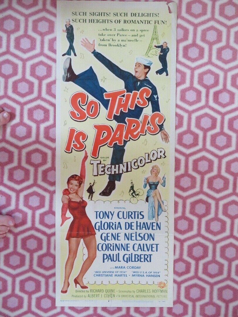 SO THIS IS PARIS US INSERT (14"x 36") POSTER GENE NELSON  TONY CURTIS 1954