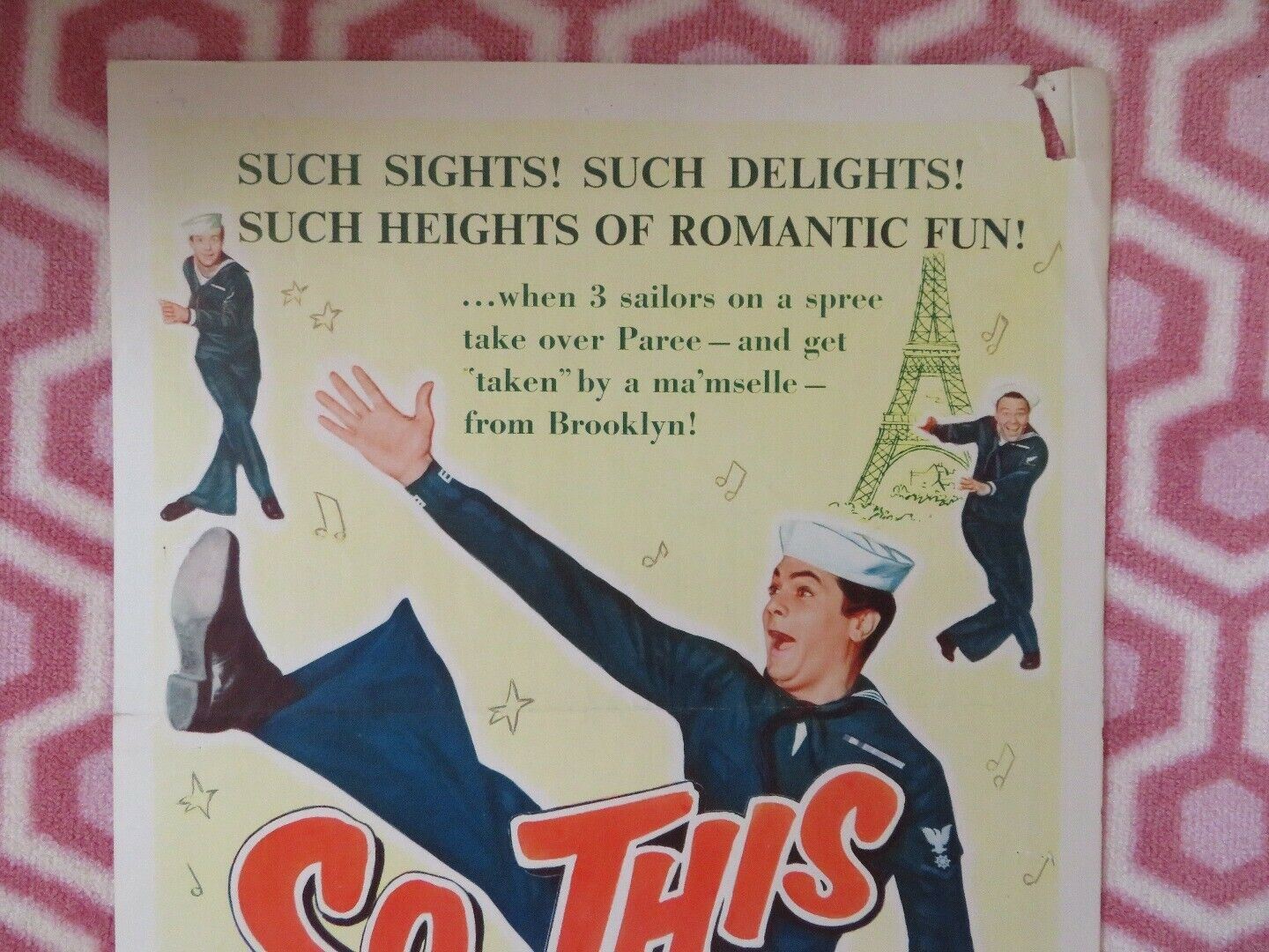 SO THIS IS PARIS US INSERT (14"x 36") POSTER GENE NELSON  TONY CURTIS 1954