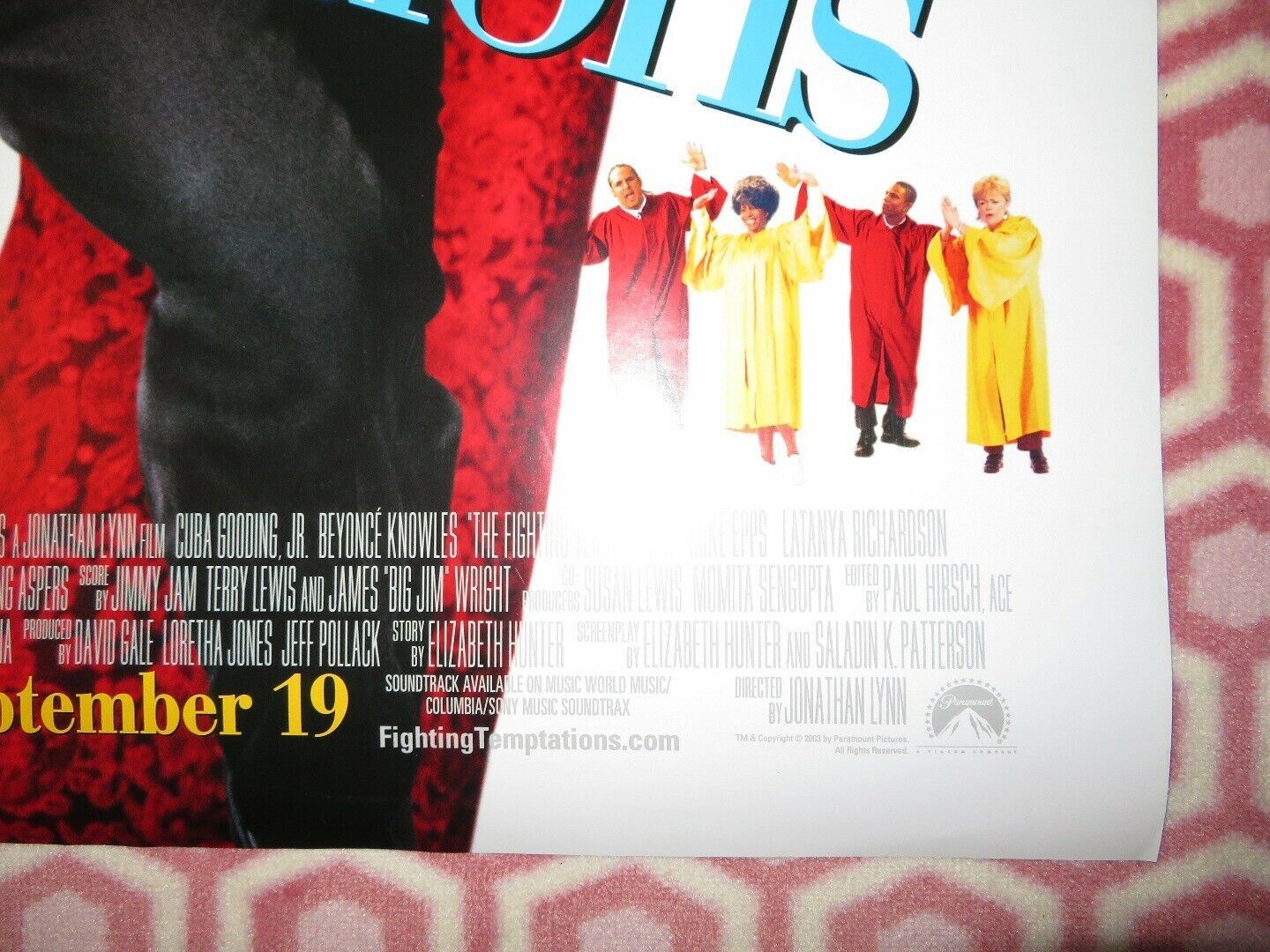 THE FIGHTING TEMPTATION US ROLLED POSTER BEYONCE CUBA GOODING JR. MTV 2003