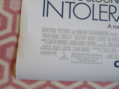 INTOLERABLE CRUELTY  US ROLLED POSTER COEN BROTHERS G CLOONEY C ZETA-JONES 2003