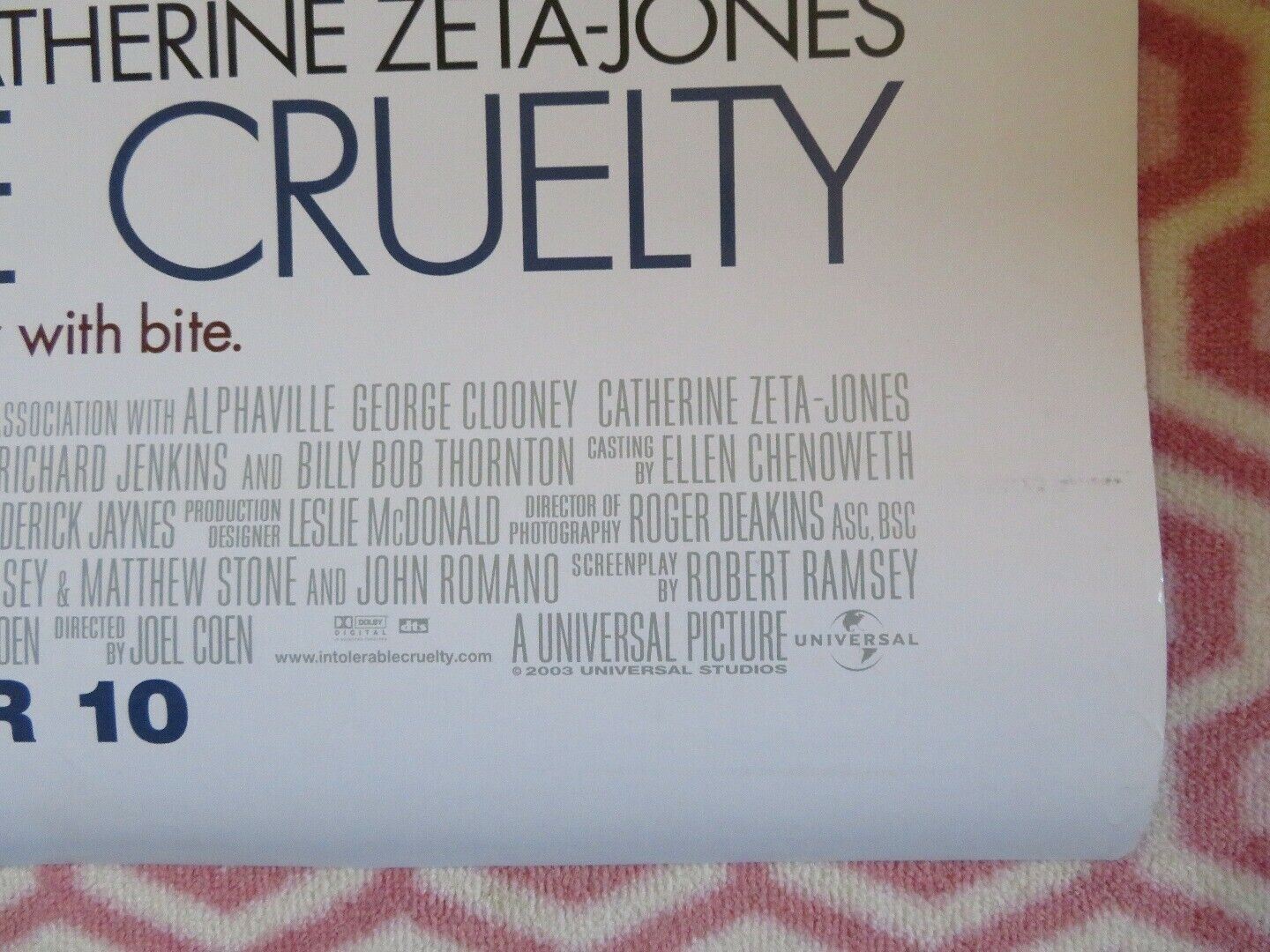 INTOLERABLE CRUELTY  US ROLLED POSTER COEN BROTHERS G CLOONEY C ZETA-JONES 2003