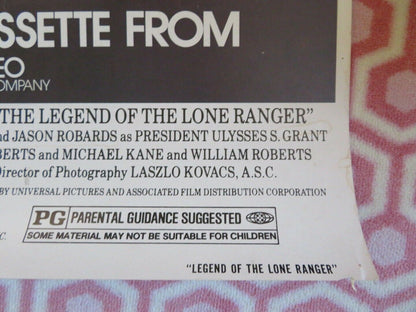 LEGEND OF THE LONE RANGER  US ROLLED VHS POSTER ON CARD KLINTON SPILSBURY 1981