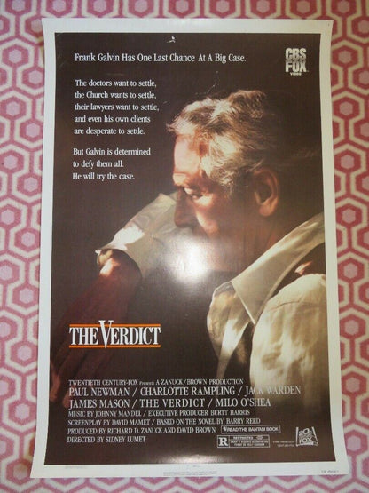 THE VERDICT US ROLLED POSTER ON CARD PAUL NEWMAN 1982