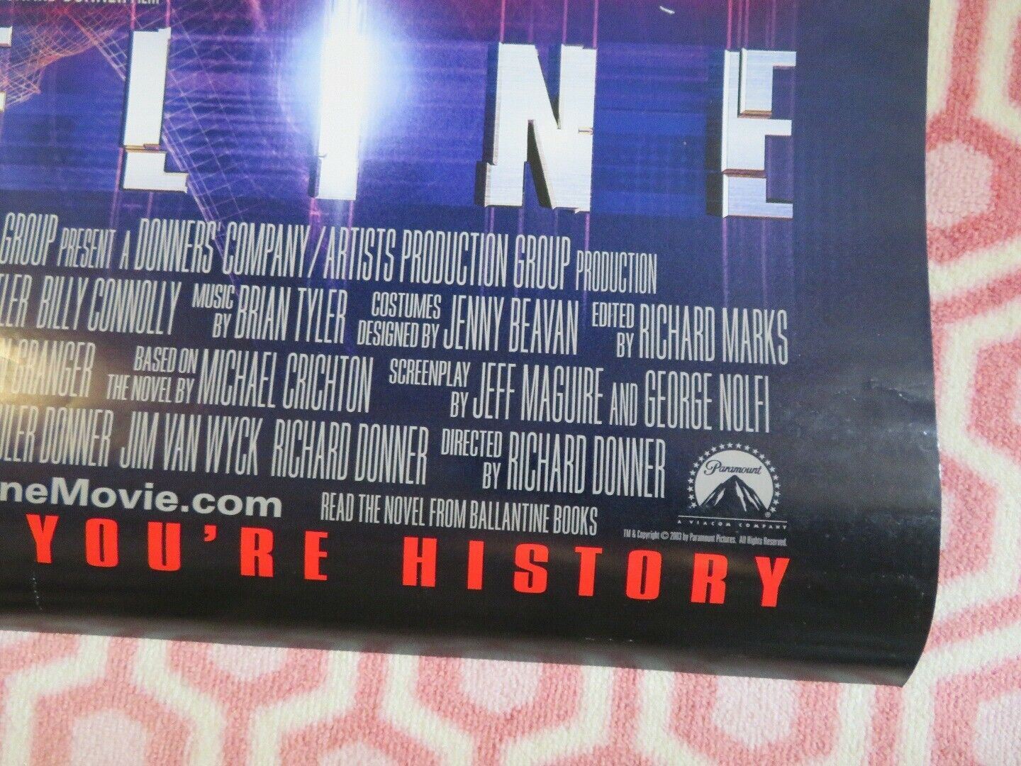 TIMELINE  US ROLLED POSTER PAUL WALKER GERARD BUTLER 2003