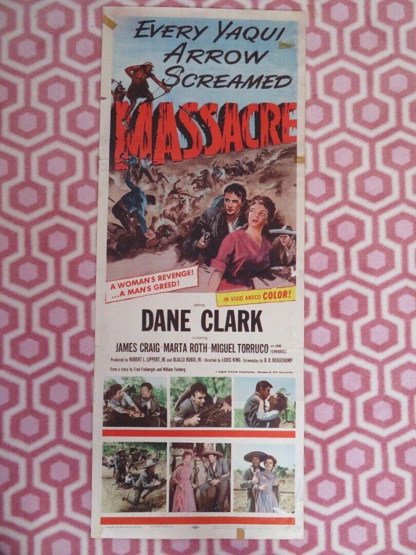 MASSACRE US INSERT (14"x 36") POSTER DANE CLARK JAMES CRAIG  1956