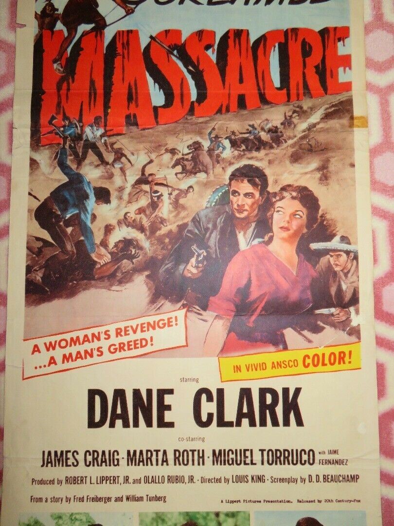 MASSACRE US INSERT (14"x 36") POSTER DANE CLARK JAMES CRAIG  1956