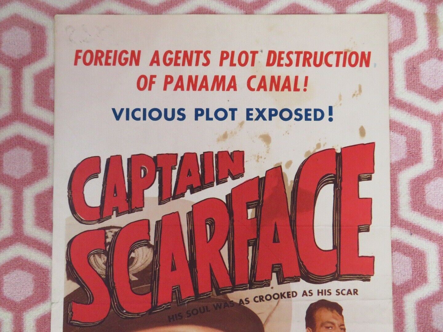 CAPTAIN SCARFACE US INSERT (14"x 36") POSTER BARTON MACLANE VIRGINIA GREY 1953