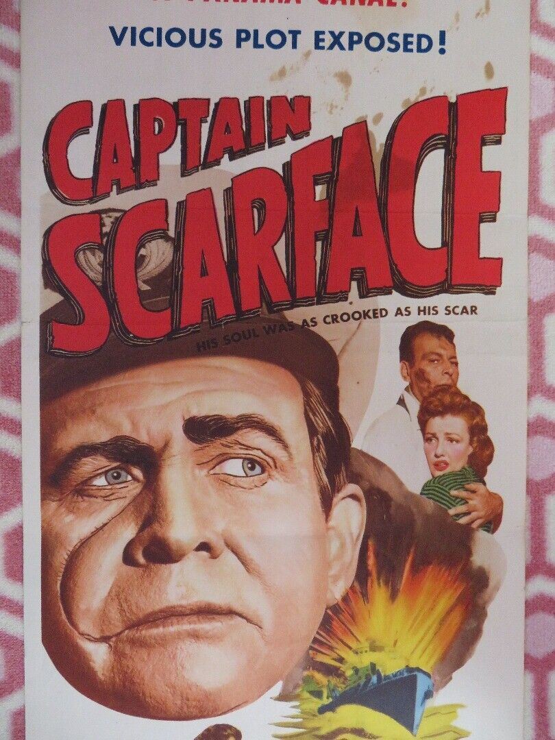 CAPTAIN SCARFACE US INSERT (14"x 36") POSTER BARTON MACLANE VIRGINIA GREY 1953