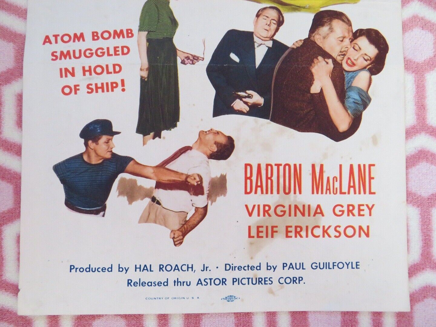 CAPTAIN SCARFACE US INSERT (14"x 36") POSTER BARTON MACLANE VIRGINIA GREY 1953