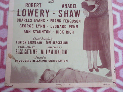 KILLER AT LARGE US INSERT (14"x 36") POSTER ROBERT LOWERY ANABEL SHAW  1947