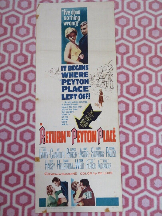 RETURN TO PEYTON PLACE US INSERT (14"x 36") POSTER CAROL LYNLEY JEFF CHANDLER