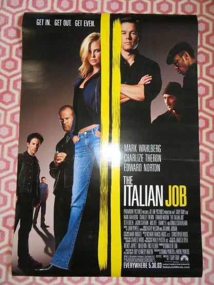 THE ITALIAN JOB  US ONE SHEET ROLLED POSTER MARK WAHLBERG CHARIZE THERON 2003