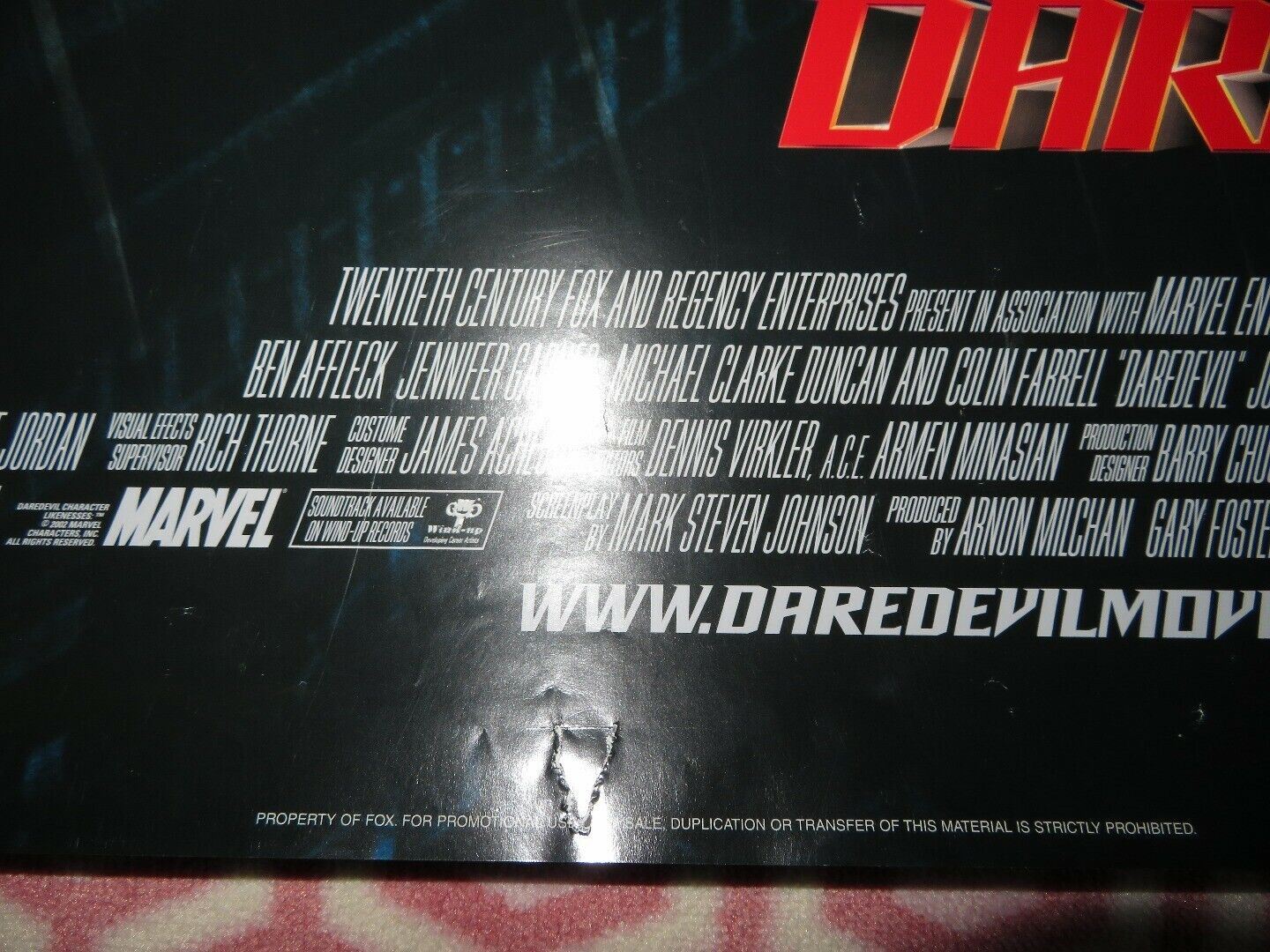 DAREDEVIL VERSION A  ONE SHEET ROLLED POSTER BEN AFFLECK JENNIFER GARNER 2003