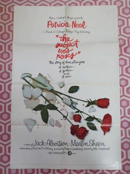 SUBJECT WAS ROSES  US ONE SHEET POSTER PATRCIA NEAL JACK ALBERTSON 1968