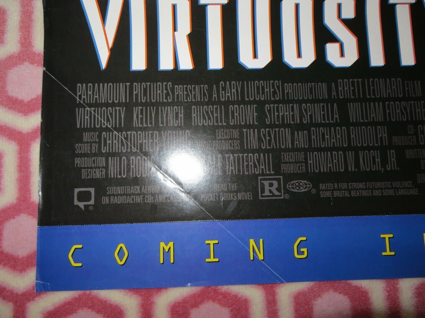 VIRTUOSITY US 38"X 26" VIDEO POSTER FOLDED DENZEL WASHINGTON 1995