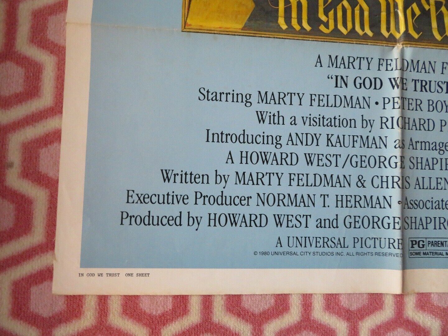 IN GOD WE TRUST US ONE SHEET POSTER MARTY FELDMAN  1980