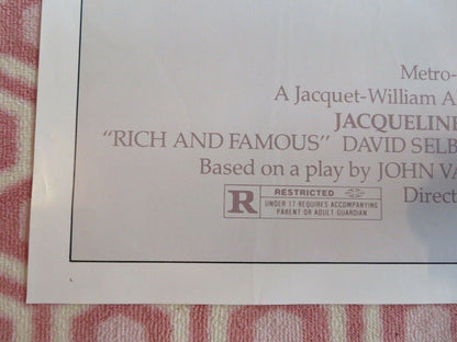 RICH AND FAMOUS US ONE SHEET POSTER JACQUELINE BISSET CANDICE BERGEN 1981