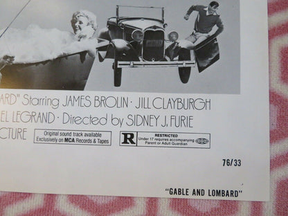 GABLE AND LOMBARD US ONE SHEET POSTER  JAMES BROLIN 1976