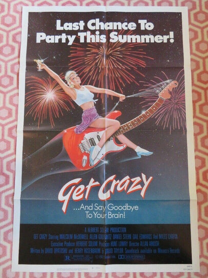 GET CRAZY US ONE SHEET POSTER MALCOM MCDOWELL ALLEN GOORWITZ 1983