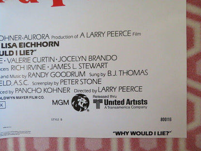 WHY WOULD I LIE? STYLE B US ONE SHEET POSTER TREAT WILLIAMS LISA EICHHORN 1980