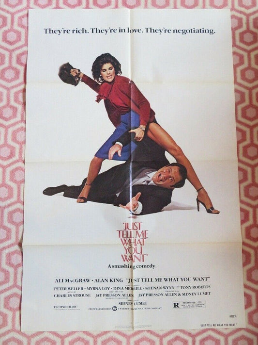 JUST TELL ME WHAT YOU WANT US ONE SHEET POSTER ALI MACGRAW ALAN KING 1980