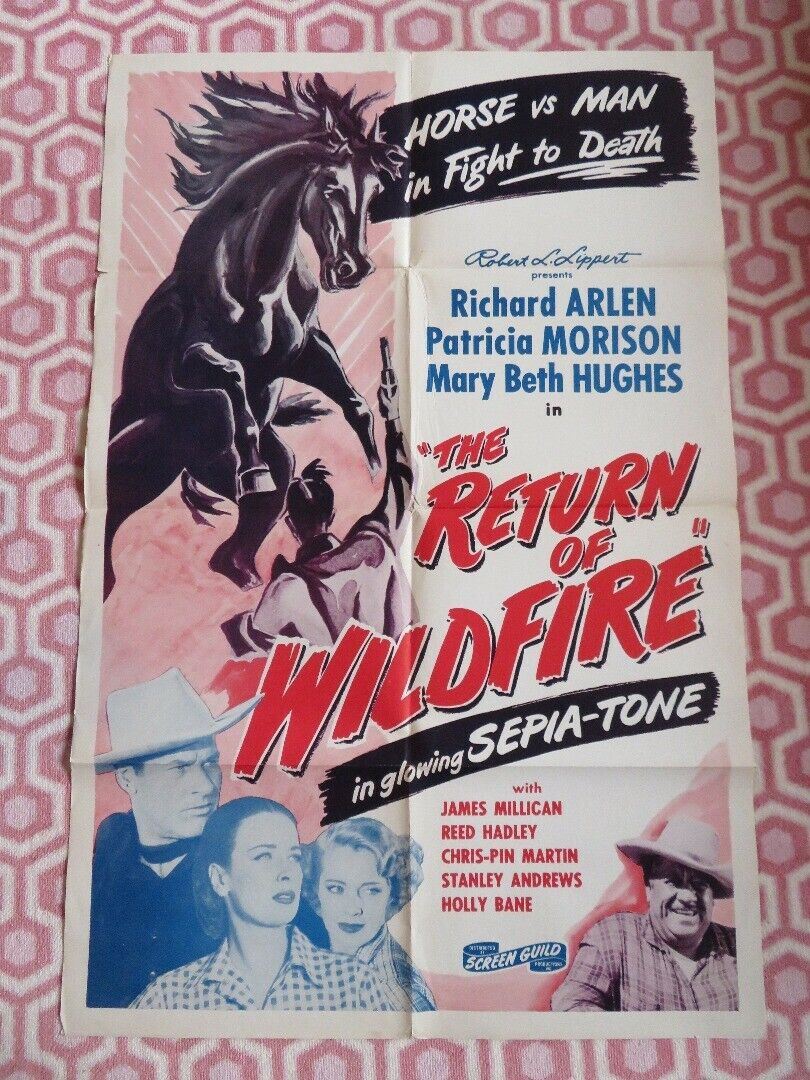 RETURN OF WILD FIRE / BLACK STALLON US ONE SHEET POSTER RICHARD ARLEN 1948