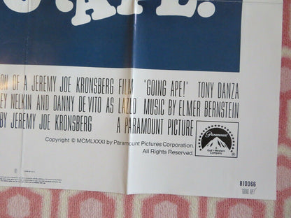 GOING APE US ONE SHEET POSTER TONY DANZA DANNY DEVITO 1981