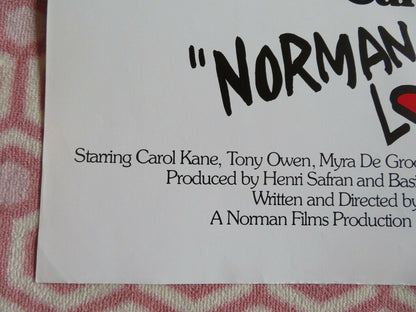 NORMAN LOVES ROSE  US ONE SHEET POSTER CAROL KANE TONY OWEN 1982