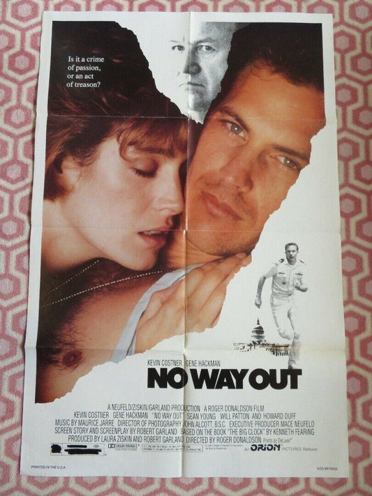 NO WAY OUT  US ONE SHEET POSTER KEVIN COSTNER GENE HACKMAN 1987