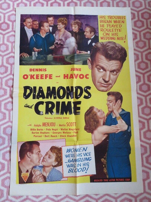 DIAMONDS AND CRIME / Hi Diddle Diddle US ONE SHEET POSTER DENNIS O'KEEFE 1943