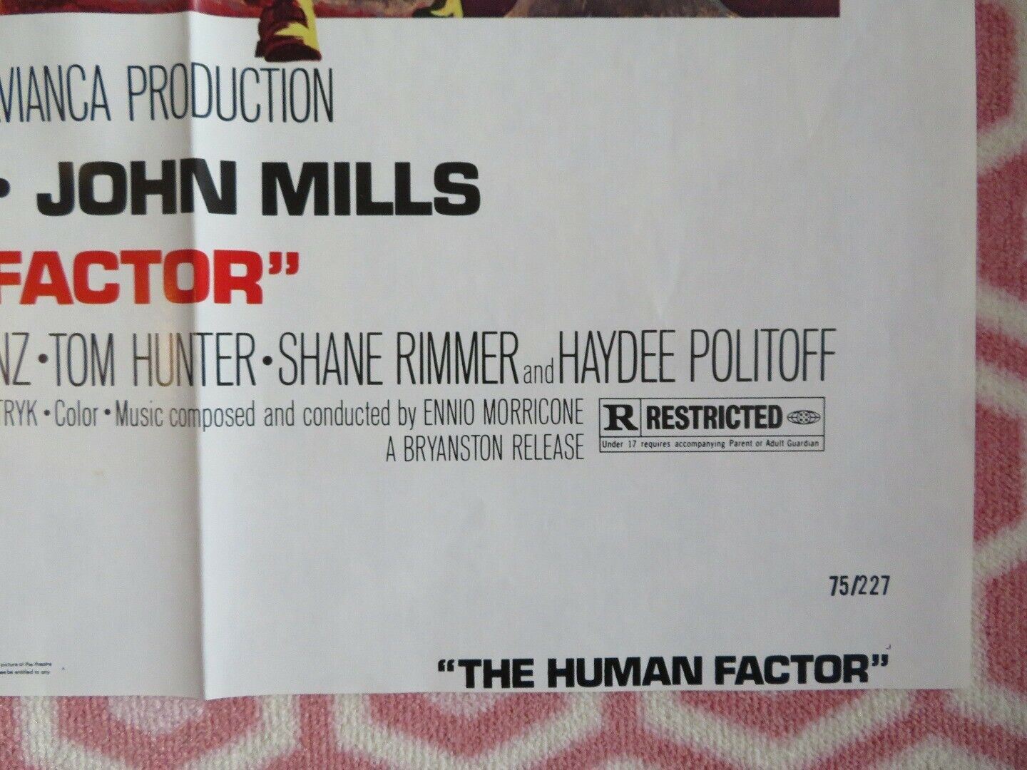 THE HUMAN FACTOR  US ONE SHEET POSTER GEORGE KENNEDY JOHN MILLS 1975