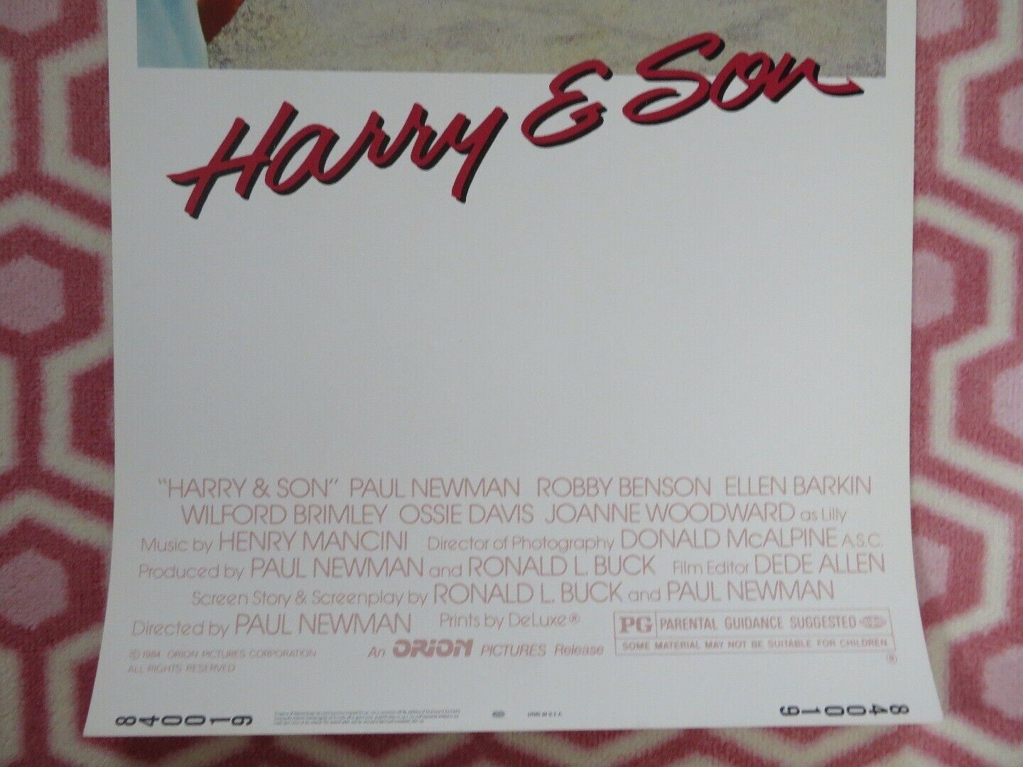 HARRY & SON US INSERT (14"x 36") POSTER PAUL NEWMAN ROBBY BENSON 1984