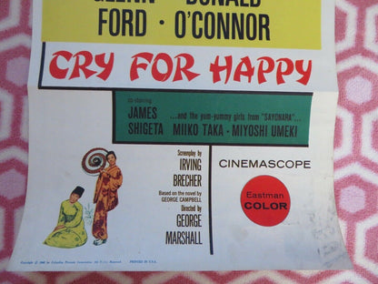 CRY FOR HAPPY US INSERT (14"x 36") POSTER GLENN FORD DONALD O'CONNOR 1960