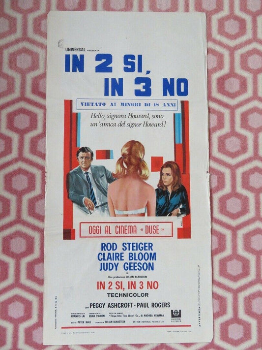 IN 2 SI, IN 3 NO ITALIAN LOCANDINA (27.5"x 13.5") POSTER ROD STEIGER 1969