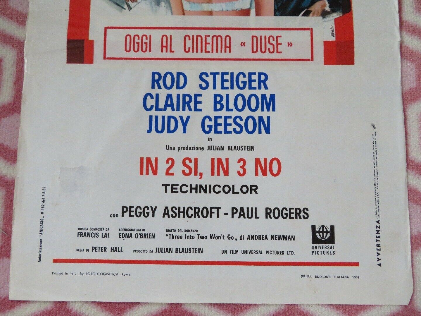 IN 2 SI, IN 3 NO ITALIAN LOCANDINA (27.5"x 13.5") POSTER ROD STEIGER 1969