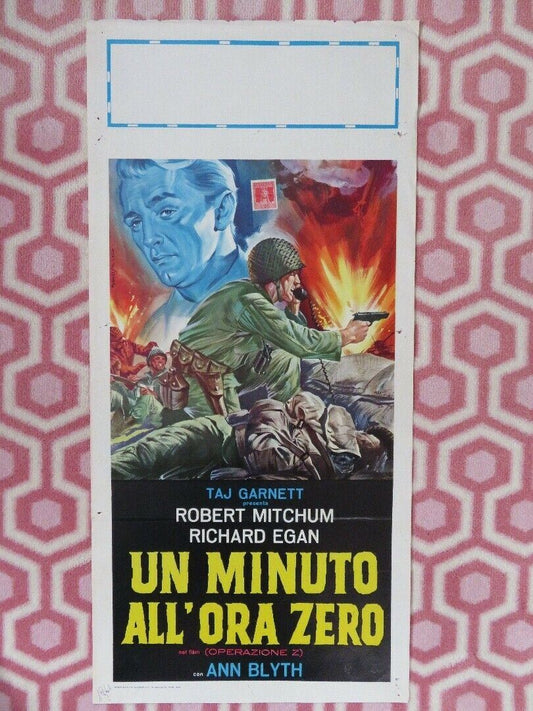 UN MINUTO ALL'ORA ZERO ITALIAN LOCANDINA (27.5"x 13") POSTER ROBERT MITCHUM 1952