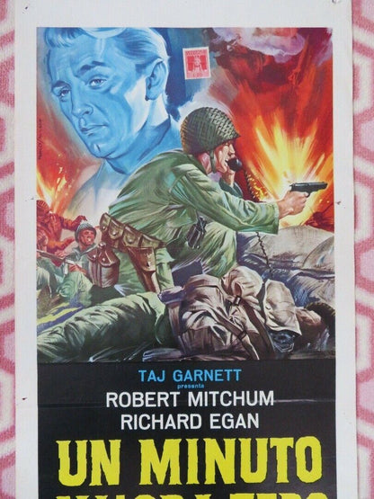 UN MINUTO ALL'ORA ZERO ITALIAN LOCANDINA (27.5"x 13") POSTER ROBERT MITCHUM 1952